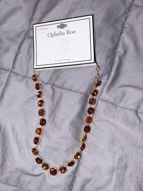 Ophelia Roe Amber Crystal Necklace - Gold Finish